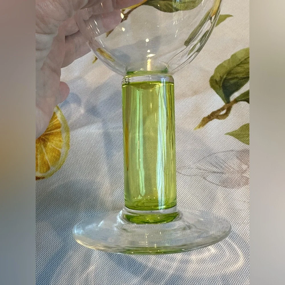 Set of 3 Neon green stemware/barware glasses in excellent condition.